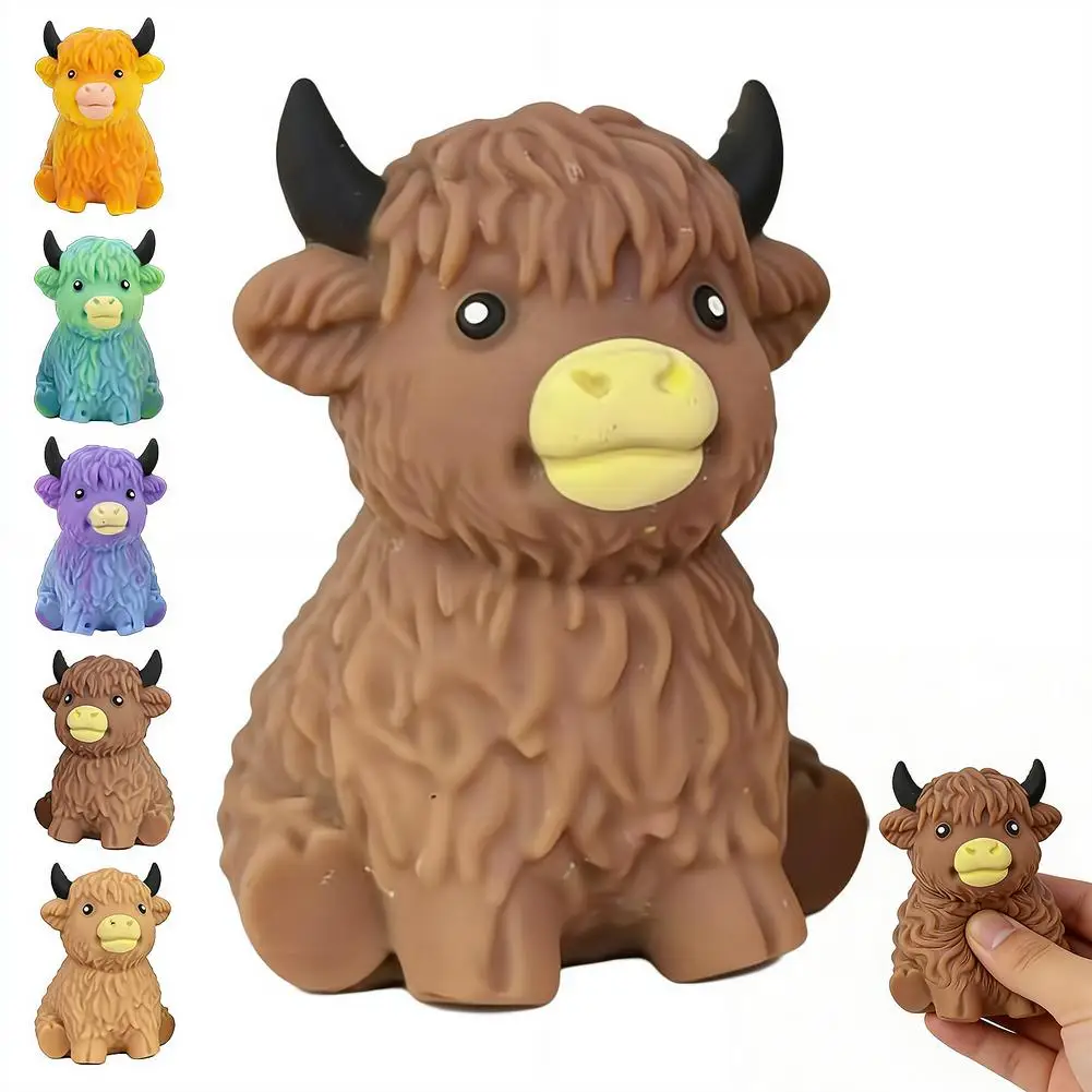 Highland Cow Sensory Toy Ultra-Elastic TPR Decompression Toy Slow Rebound Flour Maltose Stress Relief Fidget Toy For Child Adult