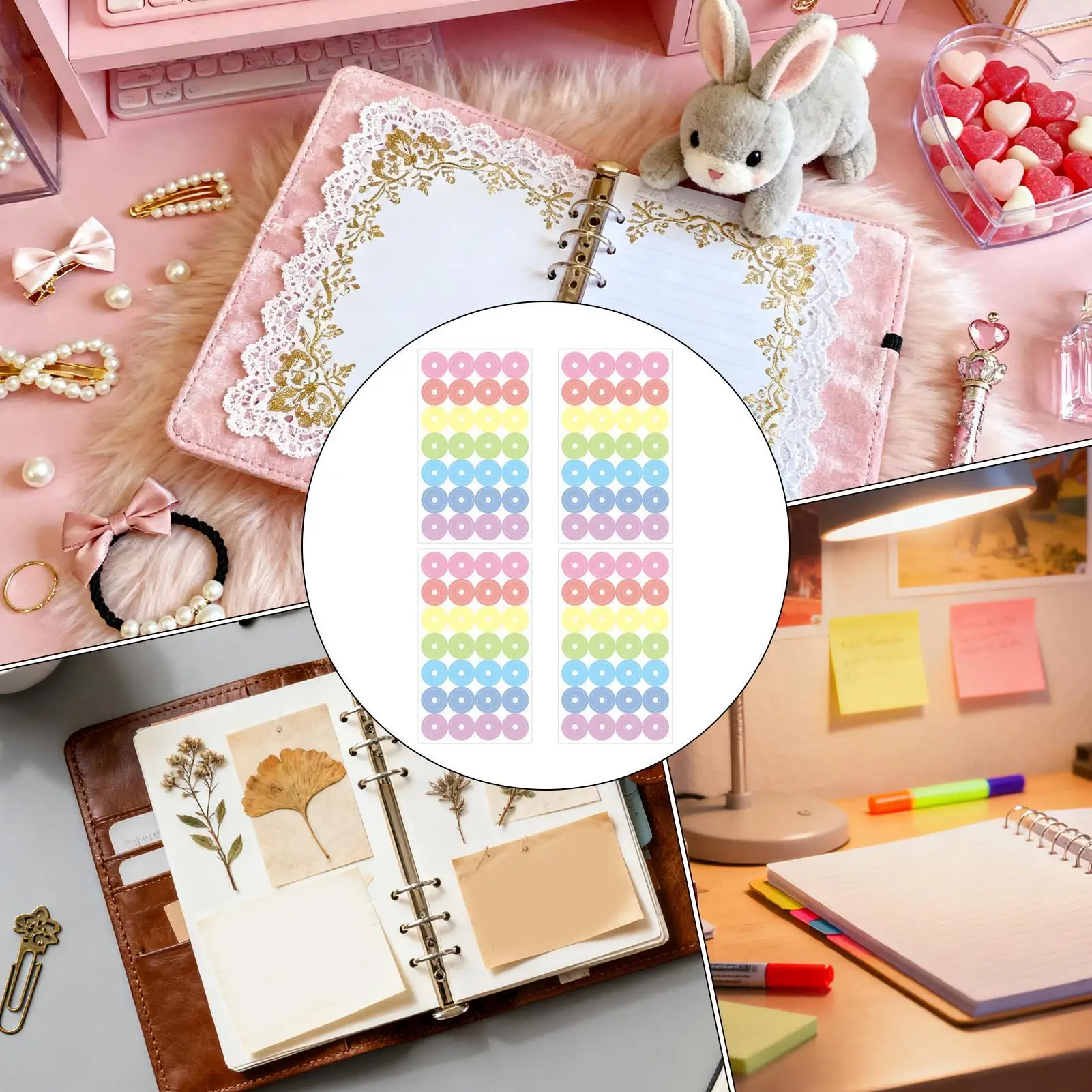 ملصقات ثقب الموثق دوائر لاصقة مستديرة واقيات ثقب ذاتية اللصق للورق لصياغة الملاحظات السائبة حزمة لوازم الكتب #5