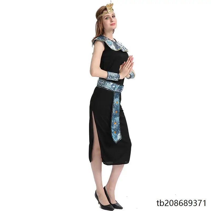 زي تنكري للنساء البالغات لعيد الهالوين على شكل ملكة مصرية بعباءة طويلة بأسلوب عربي قديم للعروض المسرحية