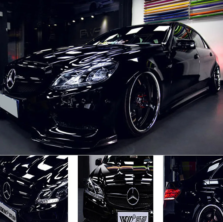 

10/20/30/40/50/58CM X 152CM/LOT 3 layers Black Bright Glossy Black Vinyl Car Decal Wrap Sticker Black Gloss Film Wrap Retail