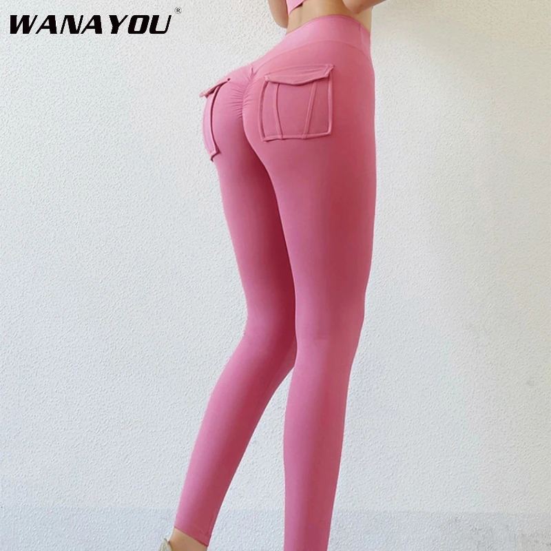 

WANAYOU Back Pocket Women's Yoga Pants, Quick Drying Exercise Leggings, Push Gym Fitness Leggings, Exercise Running Pants
