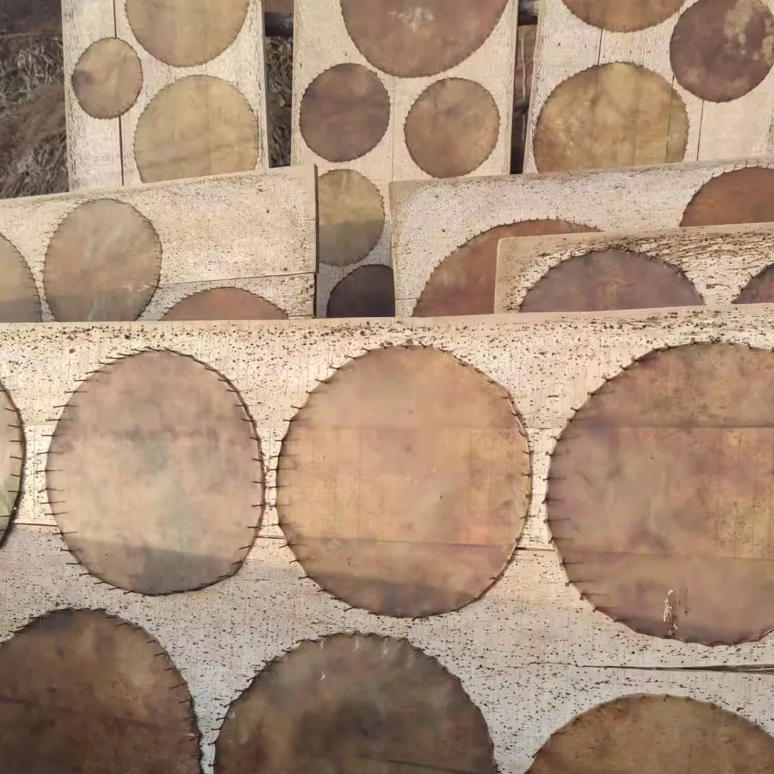 Factory Direct Thick Top‑Layer Yellow Cowhide Drum Skins, High‑Pitch Drums