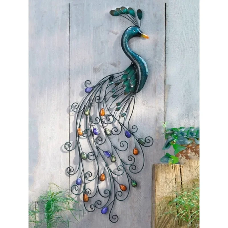 Garden decoration outdoor wrought iron peacock hanging courtyard balcony arrangement landscaping  pendant wall pen