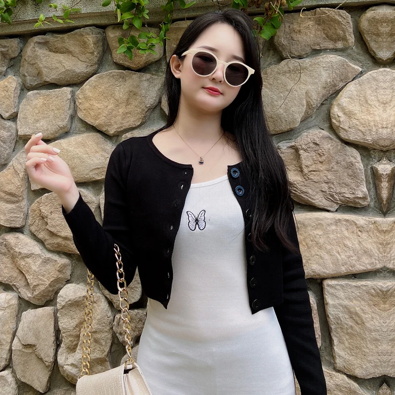 2025 Koreaanse Stijl Mode Lange Mouw Gehaakte Top Dames Vesten Voor Vrouwen Kleding Gebreide Top Truien Vrouw Vrouwelijke Bolero