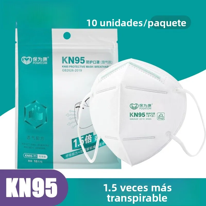 Mascarilla Protectora Desechable Powecom Kn95, Transpirable y Antipolvo para Construcción, Protección Contra la Contaminación...