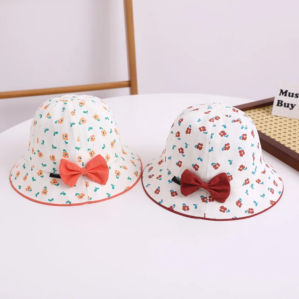 الموضة الكورية نمط زهرة غطاء دلو Bowknot القطن فارغة طفل Sunhat تنفس المضادة للأشعة فوق البنفسجية الأطفال صياد قبعة طفل