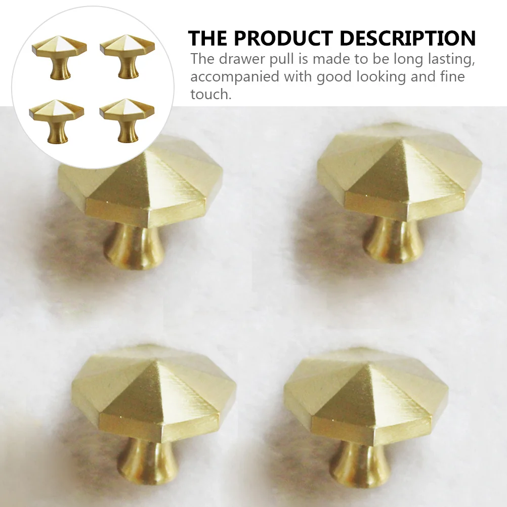 

4pcs Brass Drawer Knob 40Mm Octagonal Cabinet Handle For Kitchen Bathroom Furniture Wardrobe Cupboard Door Pull Hardware Fitting