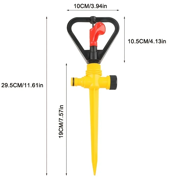 Yellow Rotating Lawn Nozzle, 360 ° Rotating Irrigation Nozzle, Adjustable Flow Garden Watering Tool, Used For Lawns And Farms