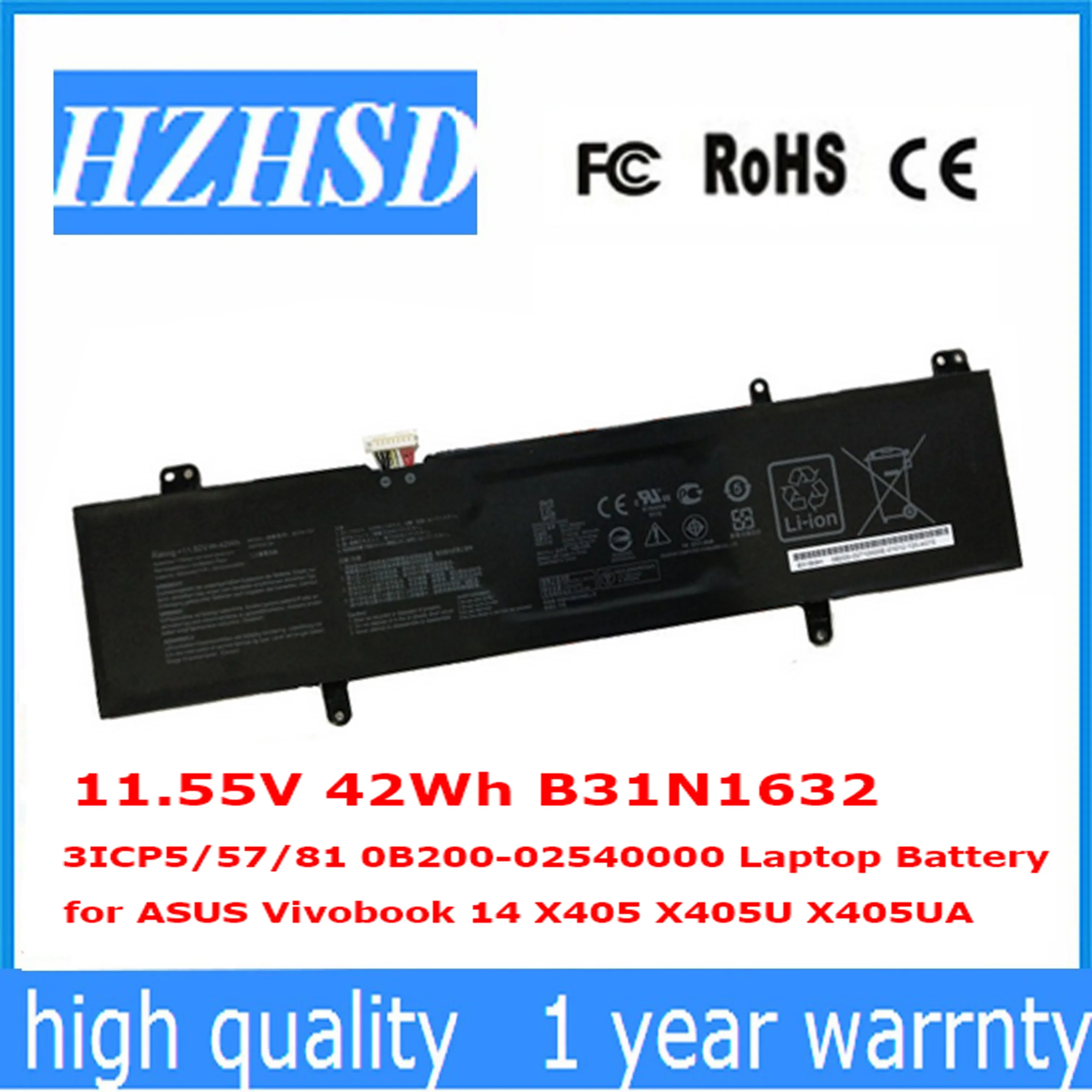 11.55V 42Wh B31N1632 3ICP5/57/81 0B200-02540000 Original Laptop Battery  for ASUS Vivobook 14 X405 X405U X405UA