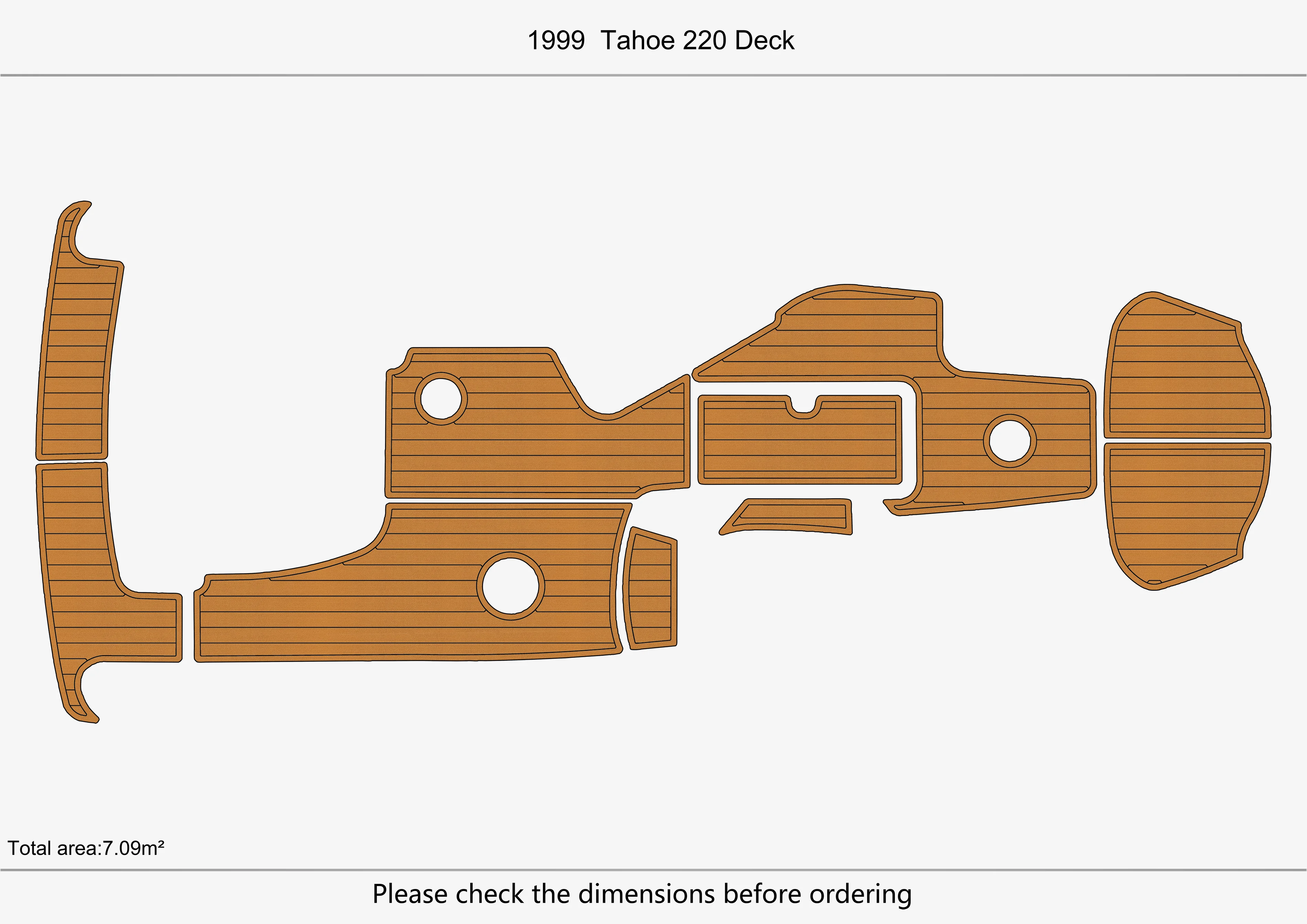 Eva foam Fuax teak seadek marine floor For 1999 Tahoe 220 DECK Cockpit Swim platform 1/4