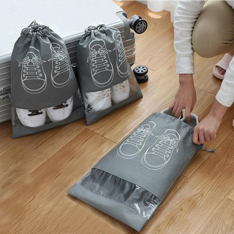1/3/5PCS Waterproof Shoe Cover Thickened Non-Woven Dustproof Drawstring Storage Bag Clothing Travel Pouch Handbag Storage Bags