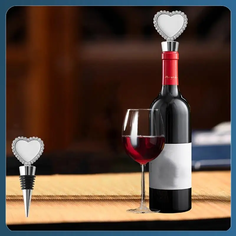 10PCS Sublimation Blank Wine Bottle Stoppers, Reusable Wine Stoppers Detachable Necklace For Gift, Bar, Party, Wedding Durable