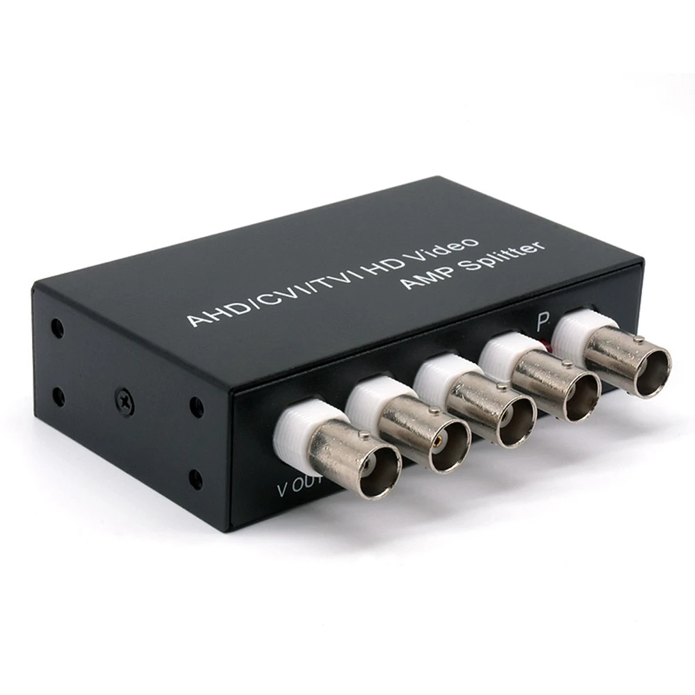 Sinal 1 em 4 saídas AHD/CVI/TVI Video Splitter HD câmera coaxial, preto