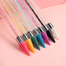 Dual Heads Acrylic Dotting Wax Pen Point Drill Pens Rhinestones Crystal Picking Nail Studs Dotter DIY Point Drill Nail Tools