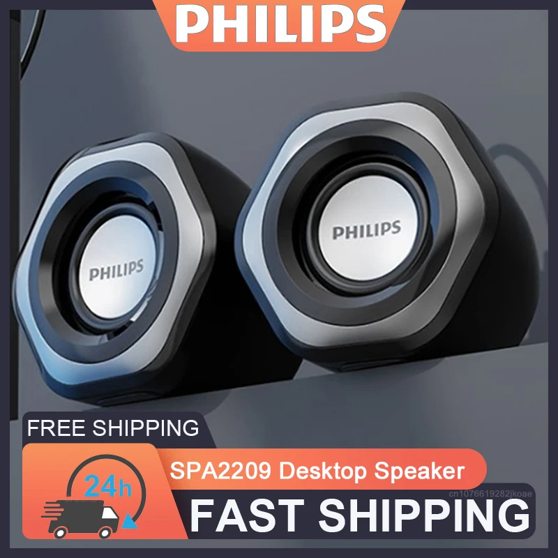 New Philips SPA2209 3.5mm Wired Speakers Portable Home Desktop Computer Mini USB Power Supply Loudspeaker Box HiFi Stereo Bass