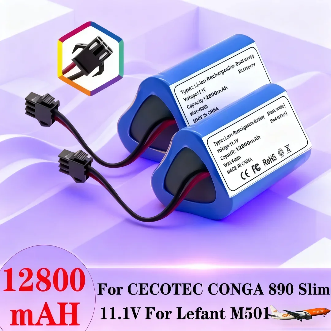 

11.1V12800mAhHigh CapacitLity hium Battery For CECOTEC For CONGA Slim 890,Wet Robotic Vacuum Cleaner Battery High Quality