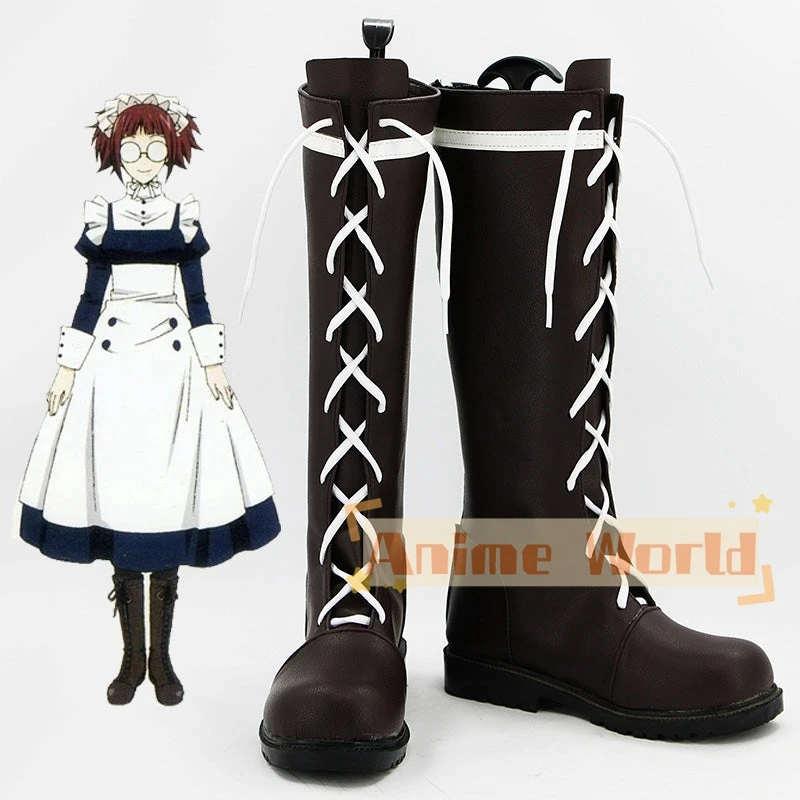 Black Butler Mey-Rin Meirin Brown Shoes Cosplay Boots Halloween Carnival Boots Custom Made