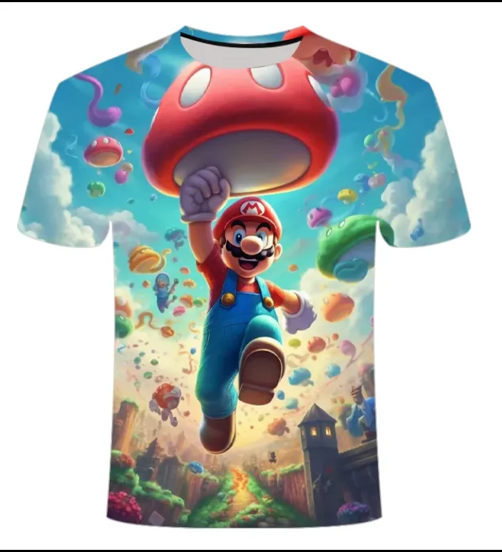 Camiseta de Dibujos Animados de Mario y Luigi, Estilo Japonés Retro, Marca de Moda, Estilo para Parejas, Versátil, Holgada, de Manga Corta