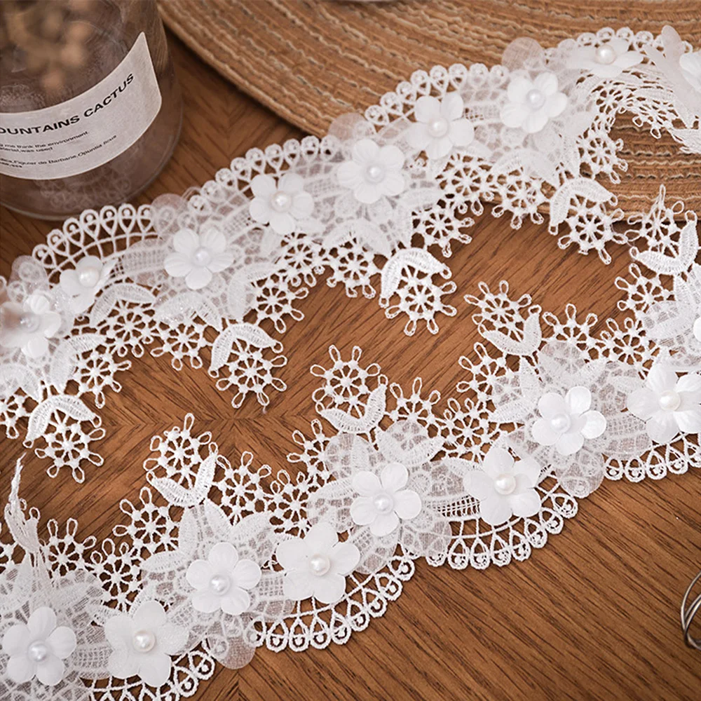 

1 ярд 7 см с цветочной волной и бисером, кружево, вышитая рюшами, отделка для дизайна свадебного и костюма