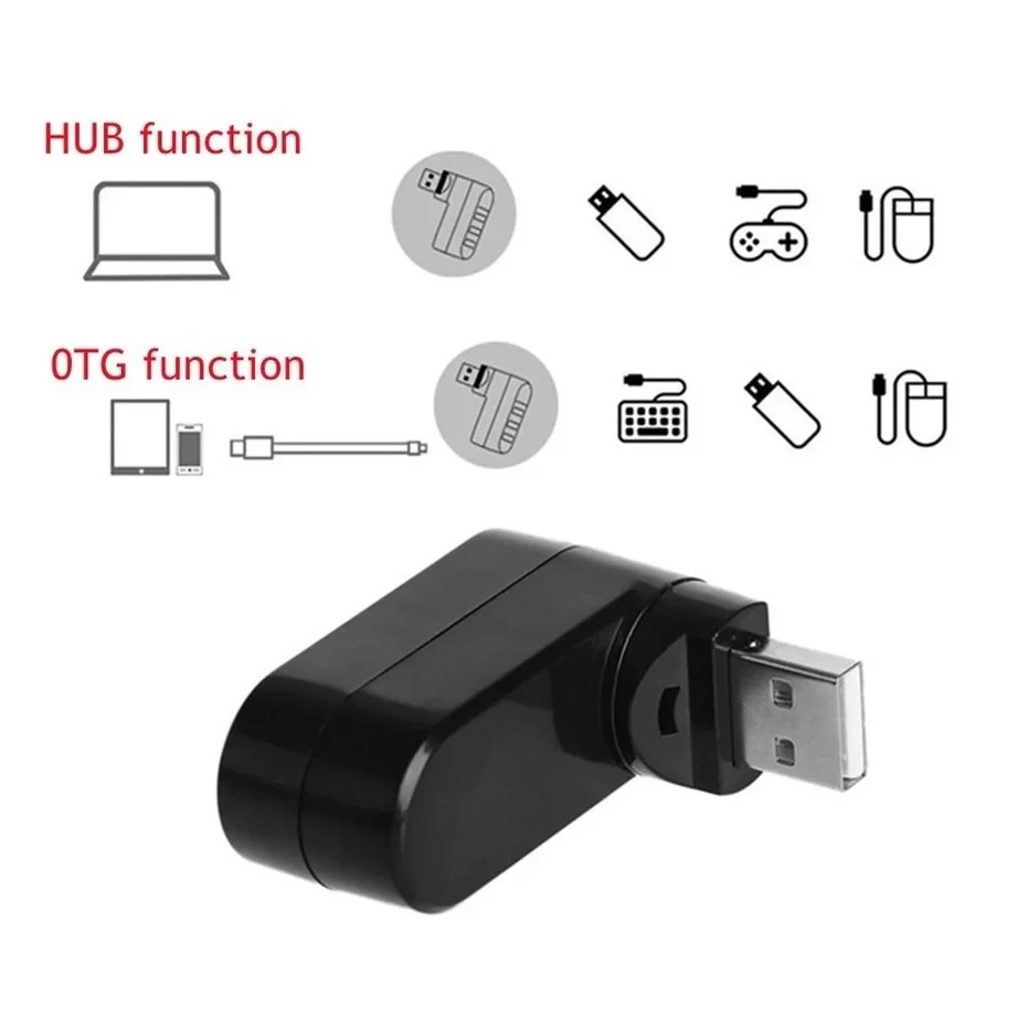 3 Port Multi 2.0 Usb Hub Mini Usb Hub High Speed Rotating Splitter Adapter For Laptop Notebook For Pc Computer Accessories