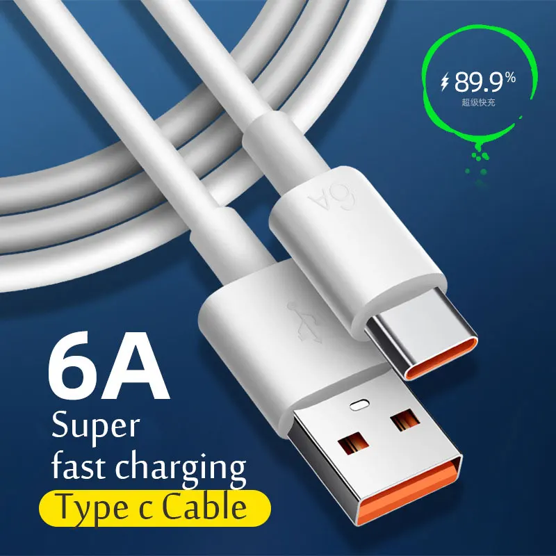 6A 66W USB Type C Super Fast Charge สำหรับ Huawei Mate 40 50 Xiaomi Oneplus Realme Fast Charging USB Charger ข้อมูลสายเคเบิลสายไฟ