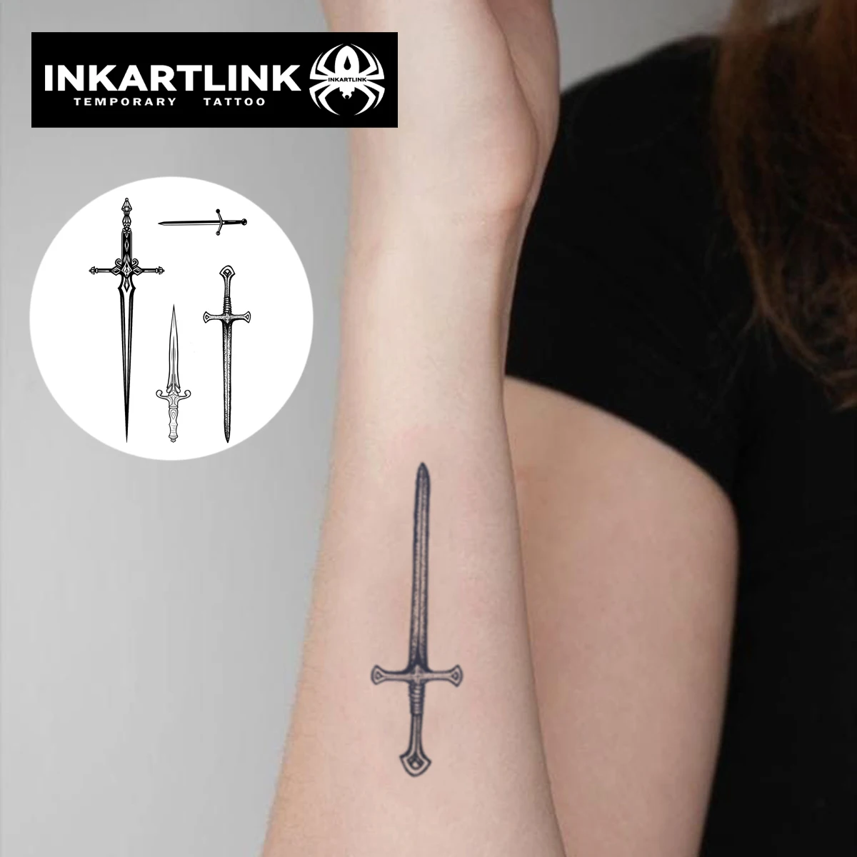 Sword Temporary Tattoo,Lasts To 15 Days New Technology Magic Waterproof Semi Permanent Sticker,For Men's Holiday Parties. - view 2