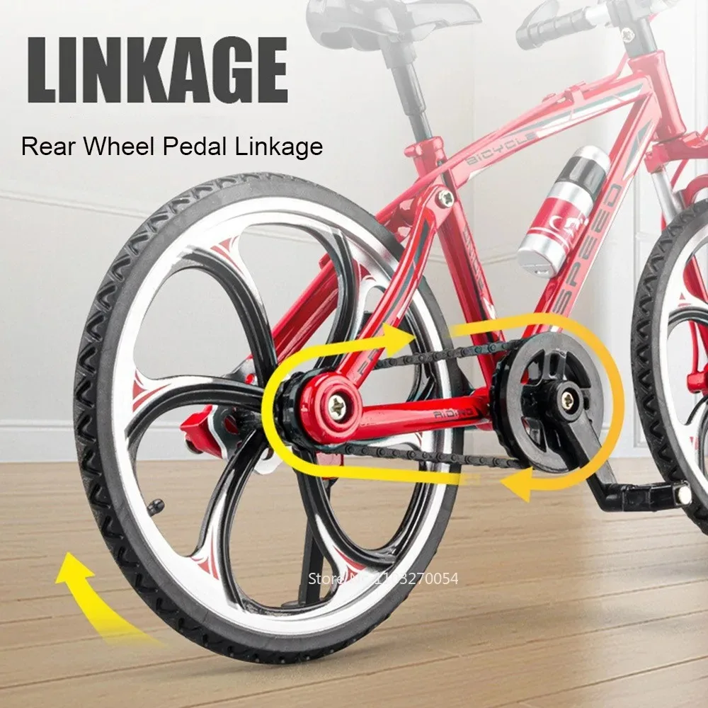 1:8 plat pliant VTT modèle jouets alliage moulé sous pression vélos roue avant direction pneus en caoutchouc pour garçons jouets éducatifs