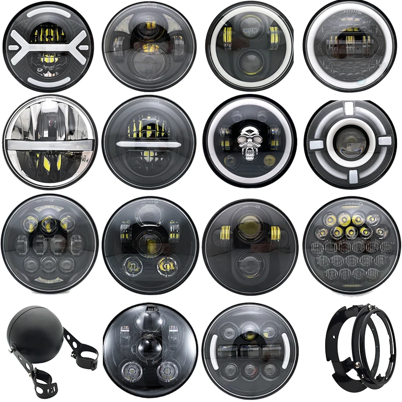 

5.75 inch led projector headlight with White DRL lights for Harley Sportster 883 XL883 FXCW 5 3/4" motorbike headlights .