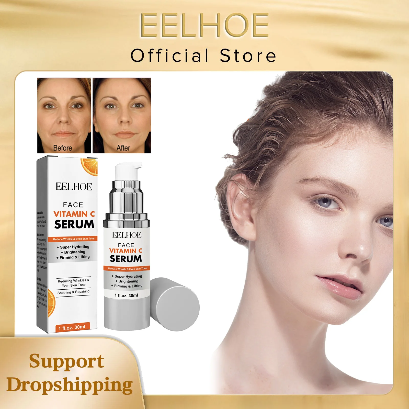 EELHOE Anti Aging Serum Instant Wrinkle Remover Moisturizing Wrinkles Whitening Lifting Firm Fine Line Vitamin C Firming Essence