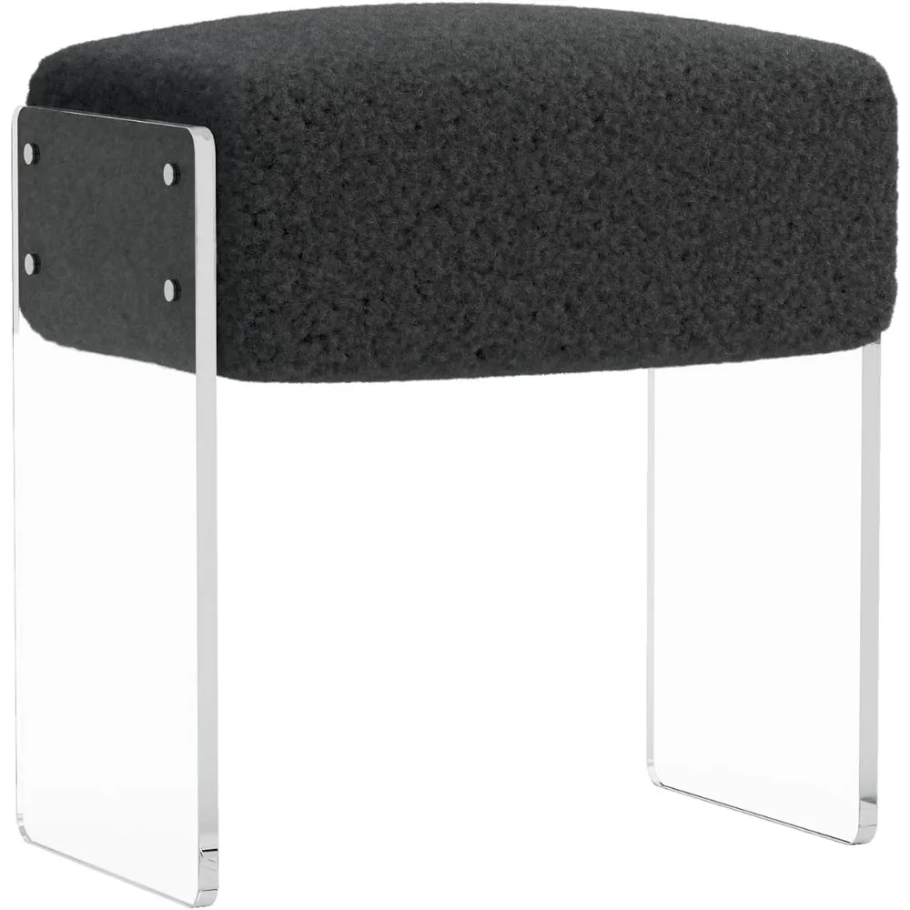 

Vanity Stool Chair and Foot Rest -Modern Vanity Stool and Footstool with Wool and Acrylic Leg for Makeup Room, Living Room , Bed