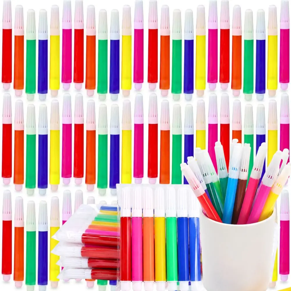 21 Packs 6 Color Bulk Mini Marker Sets Vibrant Washable Ink Drawing Pens Student School Stationery Gift YMY