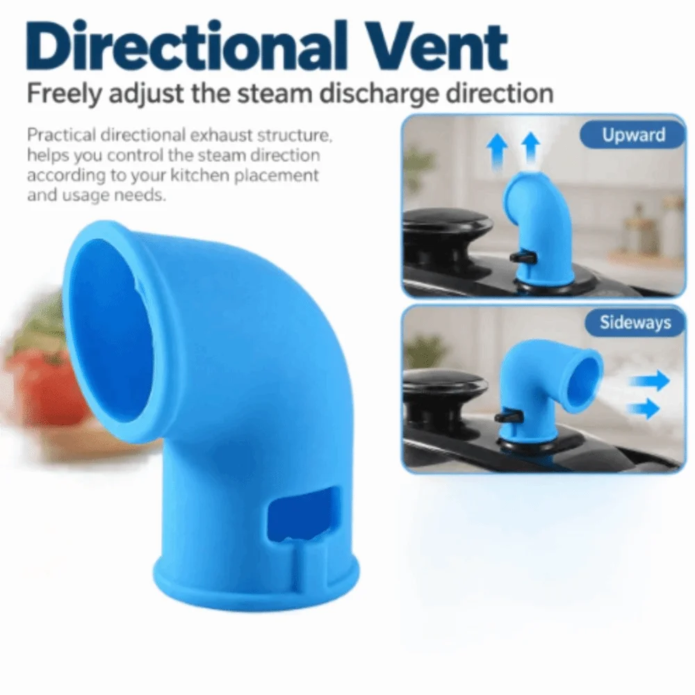 2 PCS Silicone Pressure Cooker Steam Diverter High Temperature Resistant Universal Fit Pressure Cooker Exhaust Pipe Blue