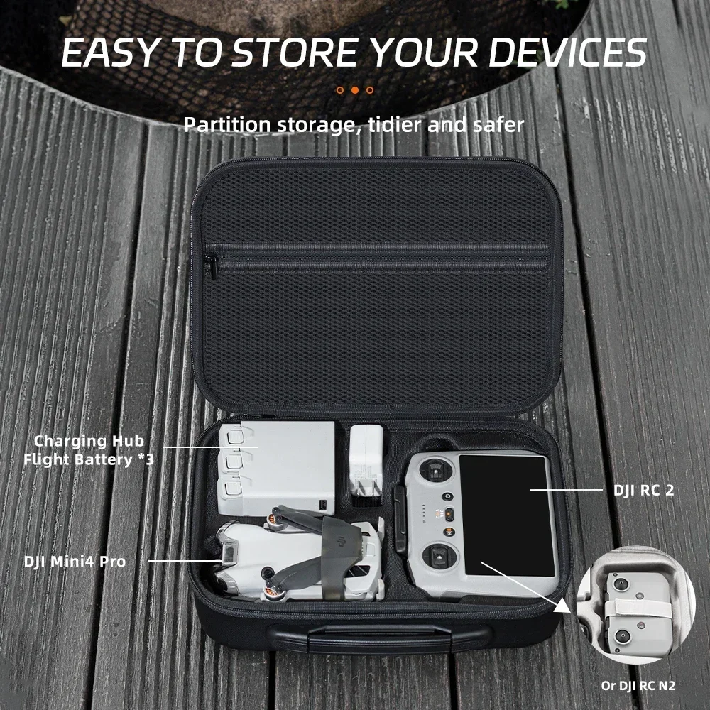 For DJI Mini 4 Pro Carrying Case Hard EVA Storage Bag Drone Remote Control Box Protective Travel Handbag Waterproof Shoulder Bag