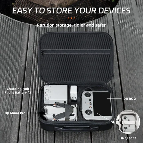 Imagen 2 del producto Estuche de transporte para DJI Mini 4 Pro, bolsa de almacenamiento dura de EVA, caja de Control remoto para Dron, bolso de viaje protector, bolso de hombro impermeable