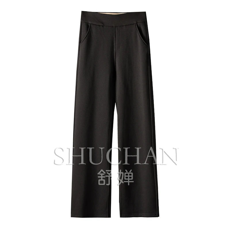 

Black Pants, Export Elastic Velvet Thickened High-waisted Straight Trousers Women Pantalones De Mujer