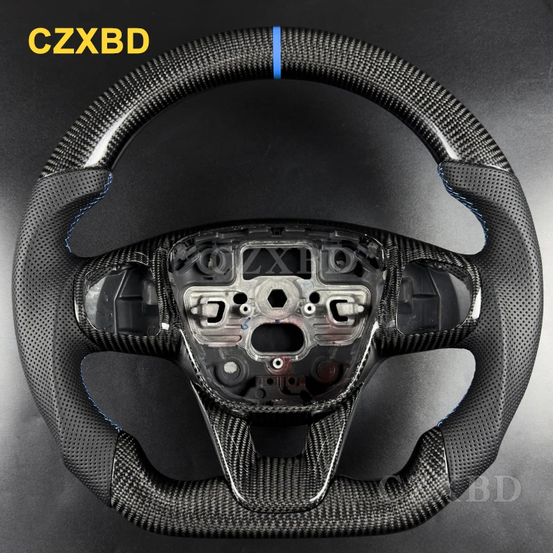 Rode marker geschikt voor Ford Fiesta ST MK8 2021 Focus matzwart koolstofvezel stuurwiel Hoge kwaliteit sportwiel aangepast