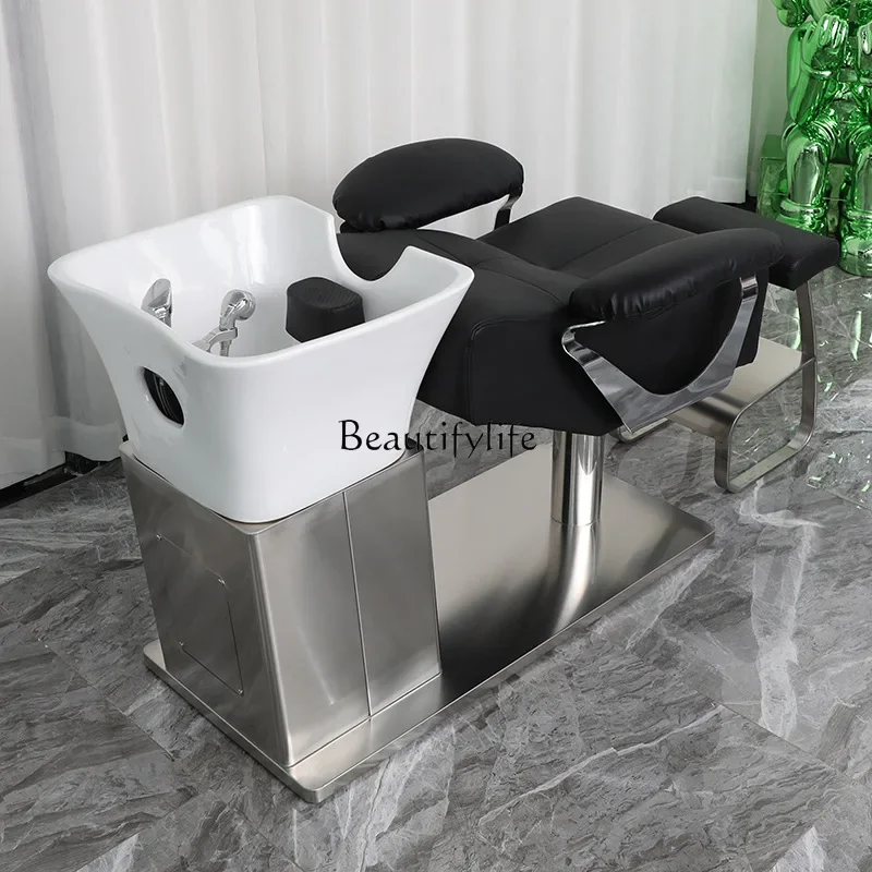 

02Hair salon semi-reclining shampoo bed Hair salon shop special flush bed