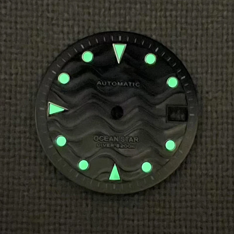 Циферблат NH35, 28,5 мм, S-циферблат, океанская звезда, светящаяся волнистая текстура, стрелки часов для NH35/36, модифицированные механизм, сменные детали часов