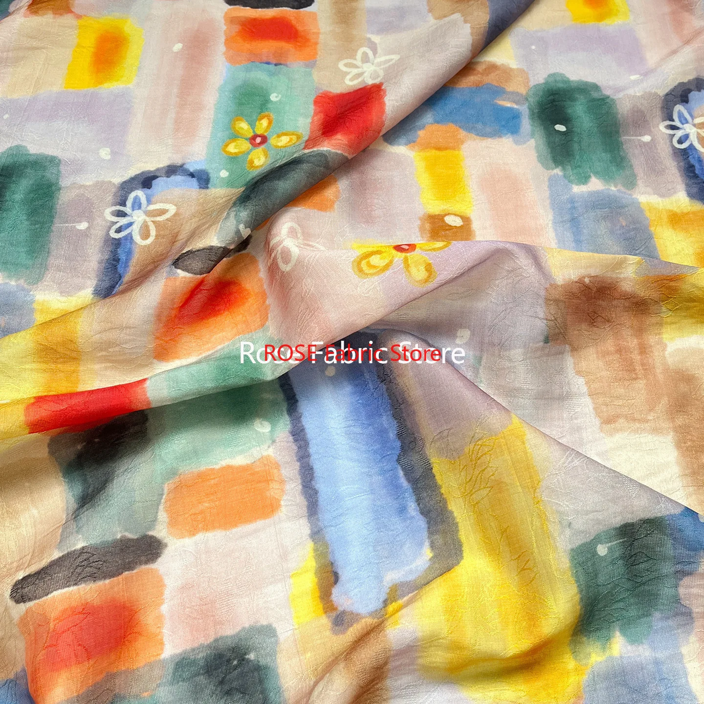 

1-метровая красочная жаккардовая ткань в абстрактном стиле для платьев, юбки, сделай сам, лоскутная ткань ручной работы для шитья