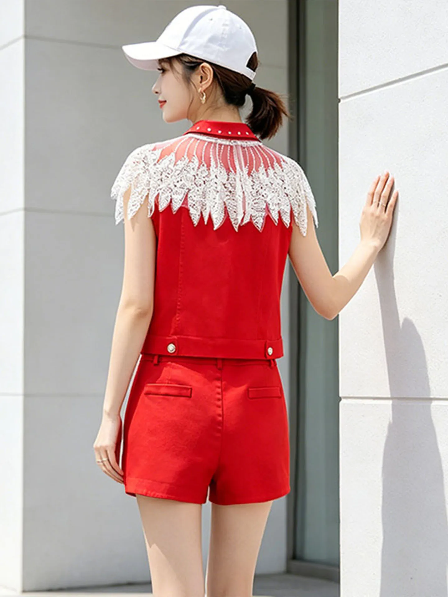 Rivet Tassel Sequin Slim Fit Short Denim Vest Shorts Two Piece Set Luxury Casual Elegant Style Cotton Breathable Summer Fashion