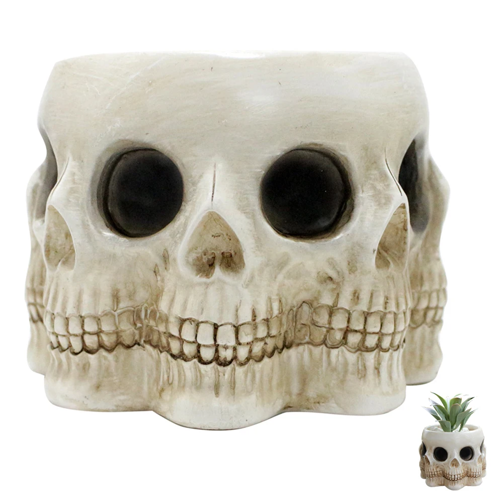 

Flower Pot Pen Holder Halloween Succulent Horror Skull Planter Ornaments
