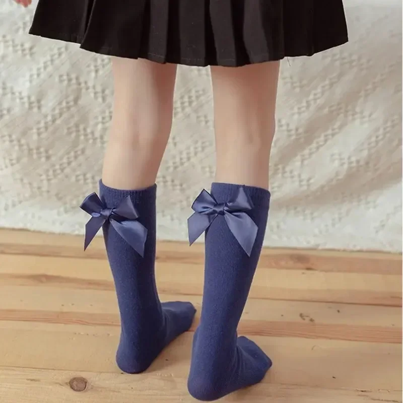 Baby Lange Röhre Socken Kinder Baumwolle Socke Für Mädchen Kniehohe Socke Große Bögen Kinder Boden Socken 6-10 Jahre