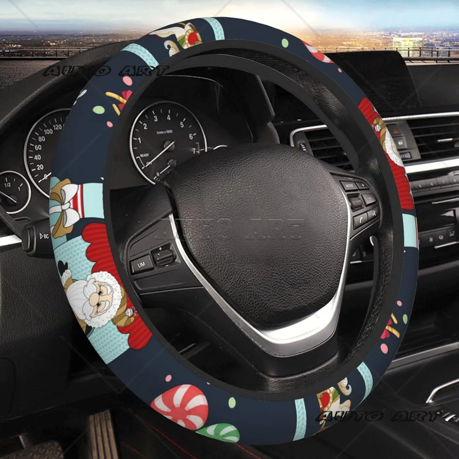

Чехлы на руль Санта-Клауса, противоскользящие эластичные автомобильные аксессуары, защита рулевого колеса, универсальная для автомобилей, грузовиков