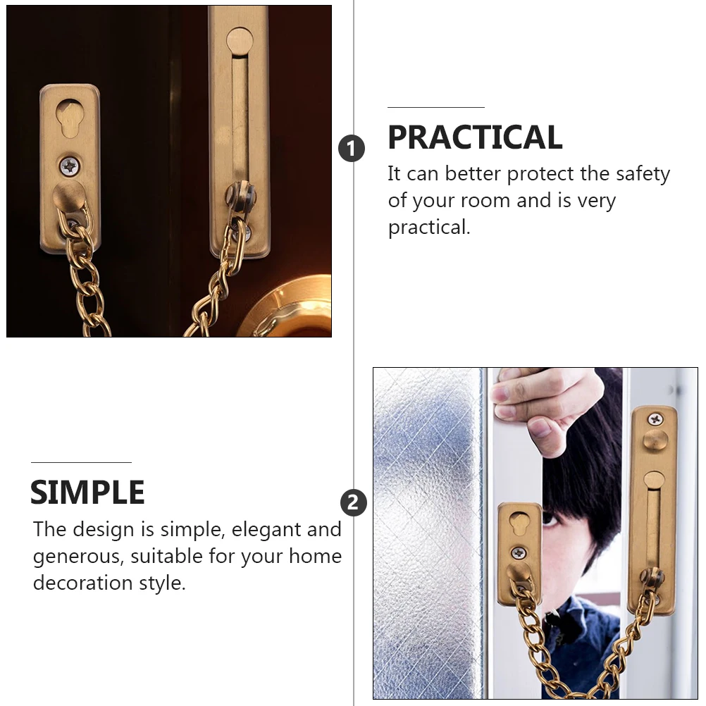 

2pcs Stainless Steel Chain Anti Theft Door Lock Defense Reinforcement Door Chain Anti Theft Lock Durable Hardened