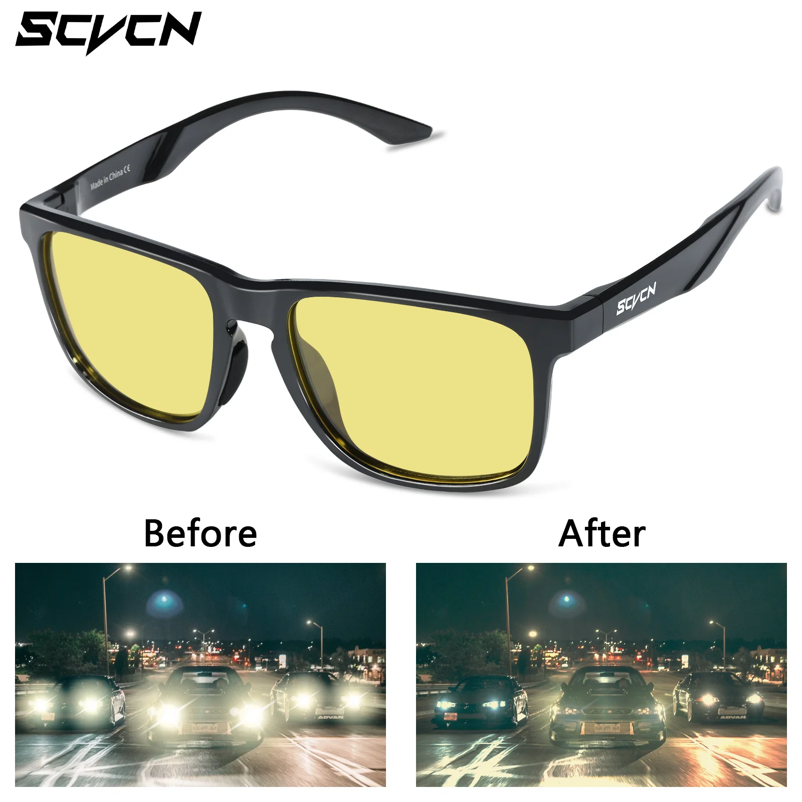 

SCVCN Women Yellow Polarized Night Vision Goggles Cycling Sunglasses Men Bike MTB Driving Glasses Outdoor Sports UV400 Glasses