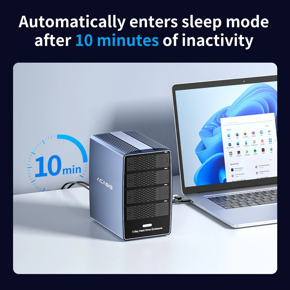 Acasis USB 3.0 4 baias 3,5/2,5 polegadas SATA/SAS HDD/SSD Case 72 TB para armazenamento empresarial