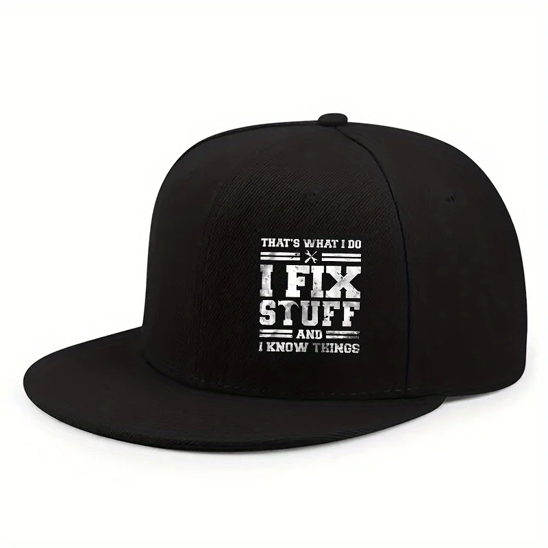 I Fix Stuff Distressed Letter Flat-Brim Hat Unisex Hip-Hop Outdoor Street Sport Cap