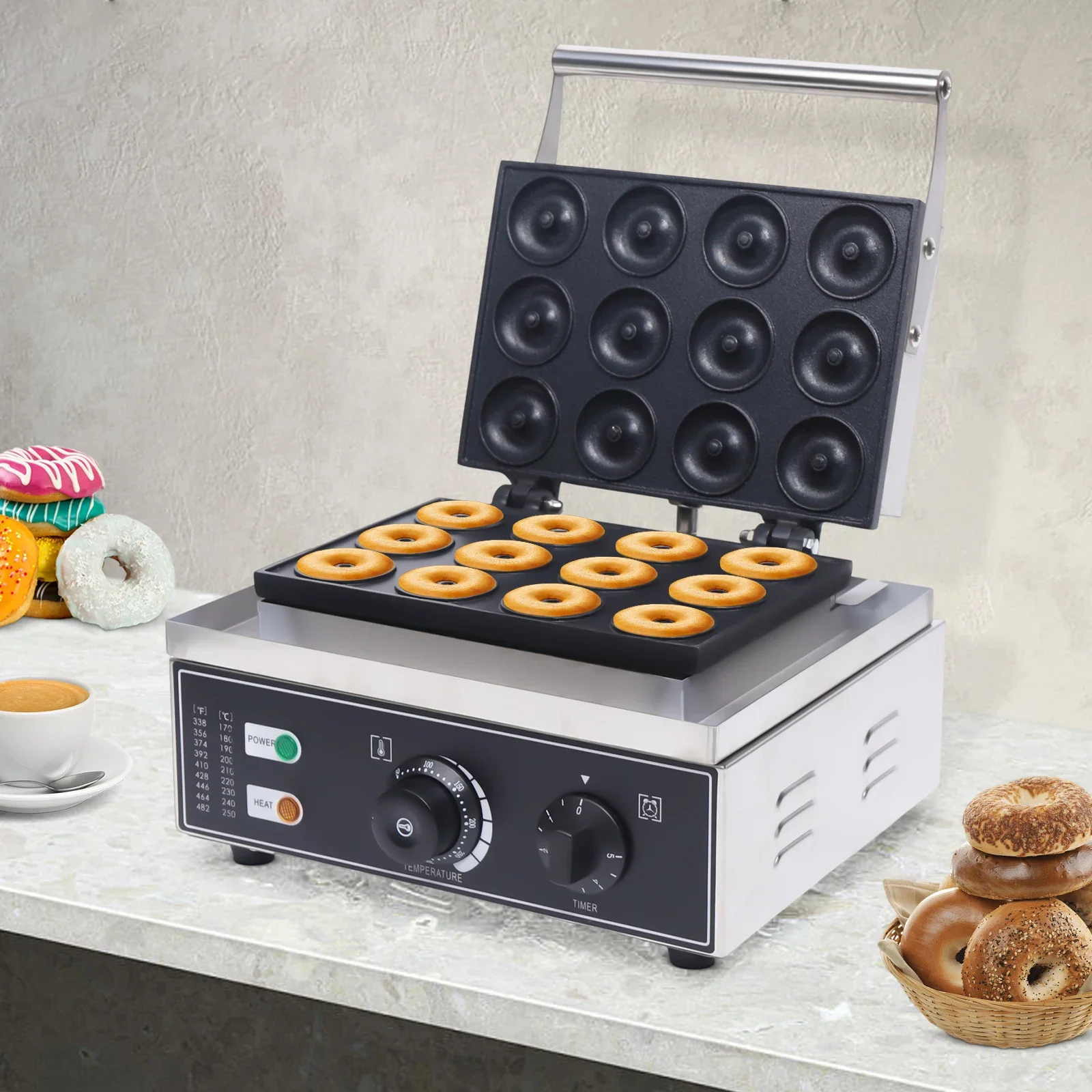 Doughnut Makers 1550W 110V Doughnut Maker Machine 12-Compartment 5cm Baking Pan Non-stick Coating Easy to Clean