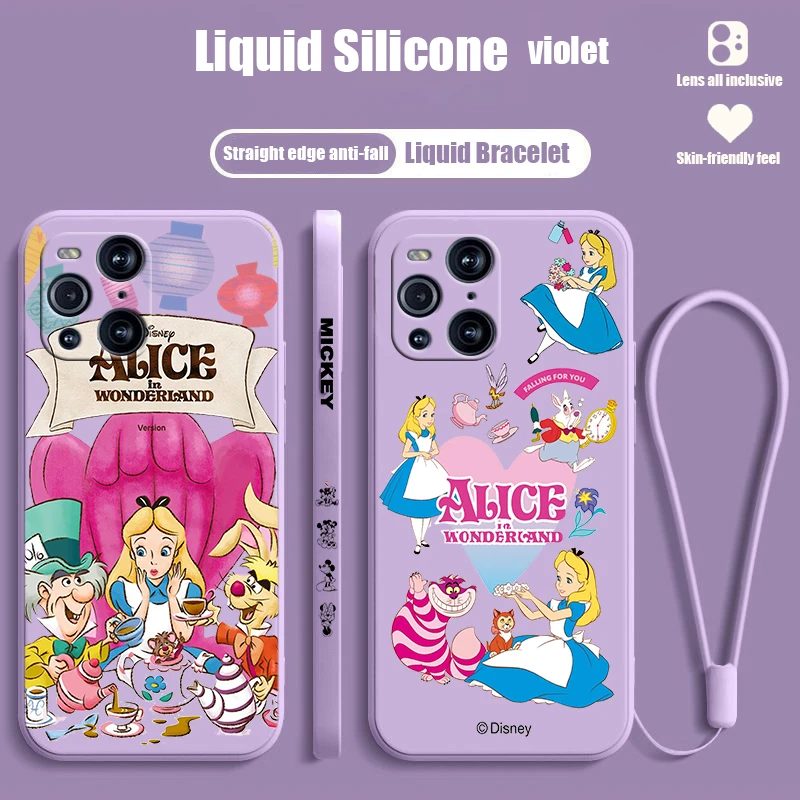 Alice In Wonderland Maze For OPPO Find X6 X5 X3 X2 Pro Lite Neo Liquid Left Rope Silicone Cover Phone Case