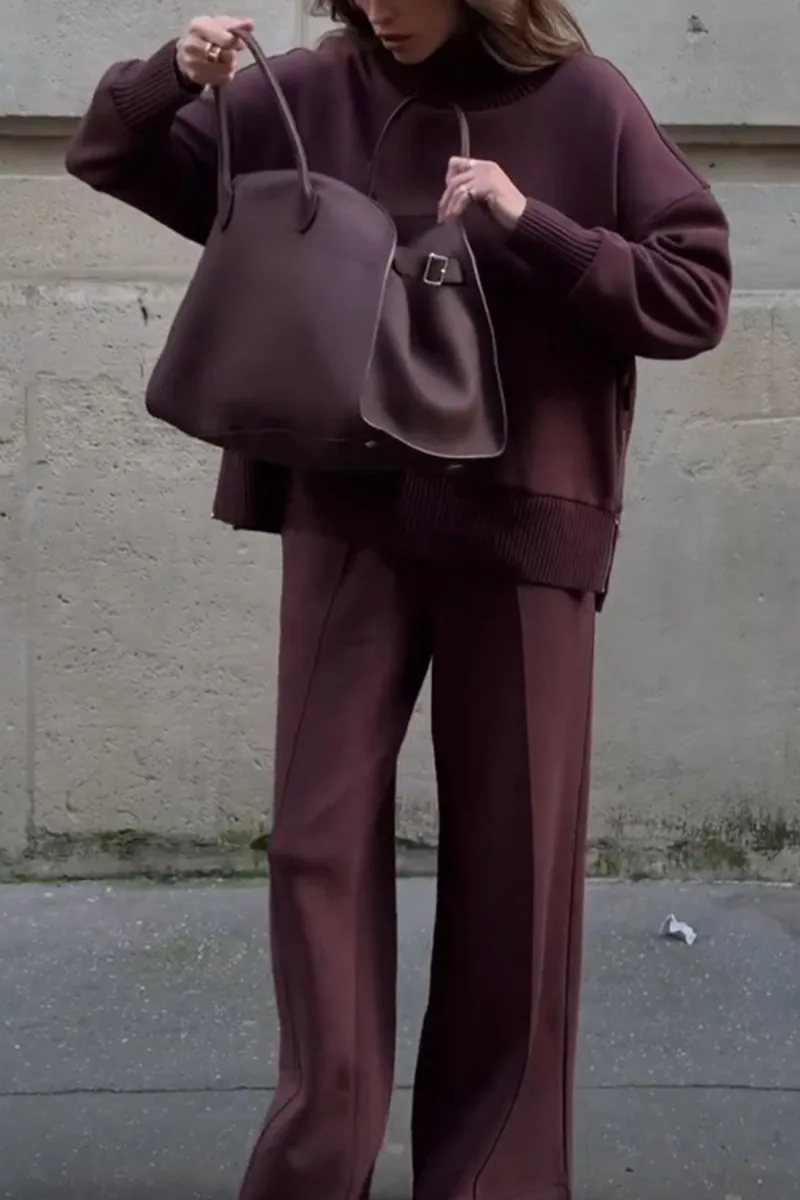 أزياء المرأة ربيع الخريف جديد طويل الأكمام هوديي مجموعة INS السيدات عارضة فضفاض جيب السراويل بلون قطعتين مجموعة #2